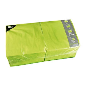 Servetten Papstar, 3-laags, 330 x 330 mm met ¼-vouw, papier in stoflook, 4 x 250 stuks in gastroverpakking, lime groen