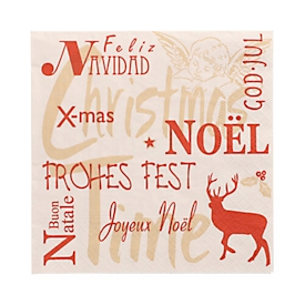 Servetten Papstar Christmas Time, 3-laags, 1/4 vouw, B 330 x H 330 mm, FSC® papier, beige-goud-rood, 20 stuks