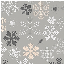 Servetten Papstar ROYAL Collection Snowflakes, 3-laags, 1/4 vouw, absorberend, scheurbestendig, B 330 x H 330 mm, gerecycled papier, grijs, 20 stuks