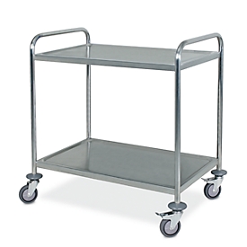 Servierwagen, Edelstahl, lebensmittelecht, 2 Etagen, L 860 x B 540 mm, bis 200 kg
