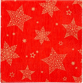 Servietten Papstar "Christmas Shine", 20 Stück, 3-lagig, 1/4-Falz, 250 x 250 mm, rot 