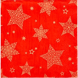 Servietten Papstar "Christmas Shine", 20 Stück, 3-lagig, 1/4-Falz, 330 x 330 mm, rot