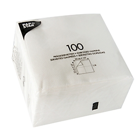 Serviettes Papstar, 1 épaisseur, 330 x 330 mm avec pliage en ¼, papier aspect tissu, 1200 pièces, blanc