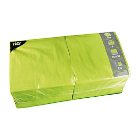 Serviettes Papstar, 3 couches, 330 x 330 mm avec pliage en ¼, papier aspect tissu, 4 x 250 pièces en paquet gastro, vert citron