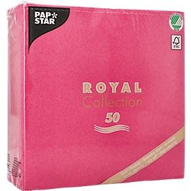 Serviettes Papstar Royal Collection, 5 x 50 pièces, 1/4 de pli, aspect tissu, 400 x 400 mm, papier, fuchsia