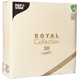 Serviettes Papstar Royal Collection, 5 x 50 pièces, 1/4-pli, aspect tissu, 400 x 400 mm, papier, champagne