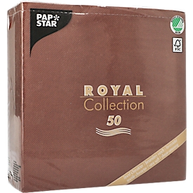 Serviettes Papstar Royal Collection, 5 x 50 pièces, 1/4-plié, aspect tissu, 400 x 400 mm, papier, marron