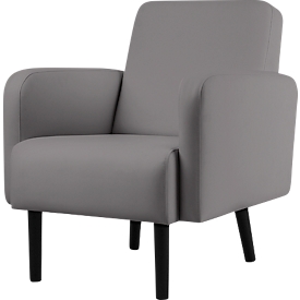 Sessel meet® by Paperflow LISBOA, desinfektionsmittelbeständiger Kunstlederbezug grau, Fußgestell schwarz, B 710 x T 815 x H 830 mm