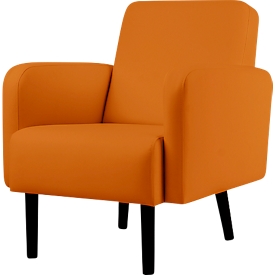 Sessel meet by Paperflow LISBOA, desinfektionsmittelbeständiger Kunstlederbezug orange, Fussgestell schwarz, B 710 x T 815 x H 830 mm