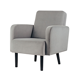 Sessel meet® by Paperflow LISBOA, Samtbezug grau, Fußgestell schwarz, B 710 x T 815 x H 830 mm