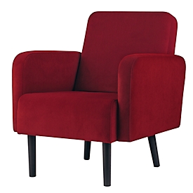 Sessel meet® by Paperflow LISBOA, Samtbezug rot, Fussgestell schwarz, B 710 x T 815 x H 830 mm