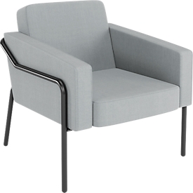 Sessel meet® by Paperflow MEDSO Klassik L, gepolstert, Sitzfläche austauschbar, B 750 x T 743 x H 736 mm, Stoff und Stahl, grau/mattschwarz