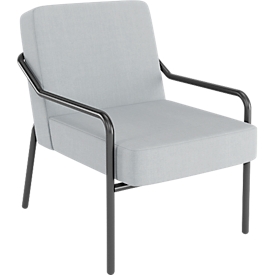 Sessel meet® by Paperflow MEDSO Klassik M, gepolstert, Sitzfläche austauschbar, B 580 x T 743 x H 736 mm, Stoff und Stahl, grau/mattschwarz