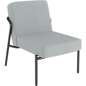 Sessel meet® by Paperflow MEDSO Klassik S, gepolstert, Sitzfläche austauschbar, B 580 x T 743 x H 736 mm, Stoff und Stahl, grau/mattschwarz