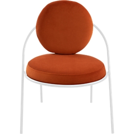 Sessel meet by Paperflow Saturne, B 700 x T 730 x H 880 mm, Samt, Weiss/Rost