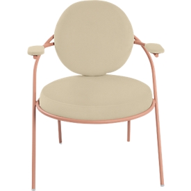 Sessel meet by Paperflow Saturne, mit Armlehnen, B 700 x T 730 x H 880 mm, Stahlrohr, Kunstleder, Rosa/Elfenbein