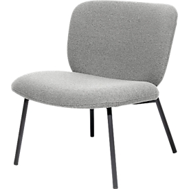 Sessel meet® by Paperflow TWIST, gepolstert, B 600 x T 530 x H 420 mm, Stoff und Stahl, grau/mattschwarz