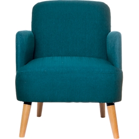 Sessel Paperflow Brooks - Massivholz - Retro-Design - gepolstert - Polyester-Bezug - blau