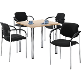 Set avantageux : 4 chaises Styl - empilable-  noir et 1 table 800 x 800 mm - décor érable