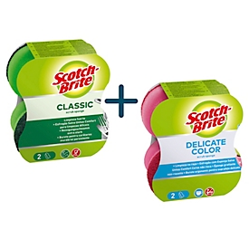 Set d'éponges Scotch-Brite®, 4 pièces, Classic Comfort, 2 pièces + Delicate Color Comfort. 2 pièces