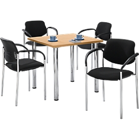 Set de 4 chaises STYL, noir et 1 table 800 x 800 mm, hêtre 
