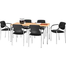 Set de 6 chaises STYL, noir et 1 table 1600 x 800 mm, hêtre 