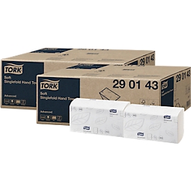 Set économique d'essuie-mains en papier Tork® Advanced® H3, 2 plis &amp; gaufré, pliage en zigzag, papier FSC®, blanc, 2 cartons de 15 paquets de 250 feuilles chacun