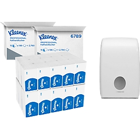 Set économique d'essuie-mains pliés Kleenex® Ultra Interfold 6789, 2 x 2790 feuilles + 1 x distributeur d'essuie-mains Kimberly-Clark® Aquarius 6945 gratuit