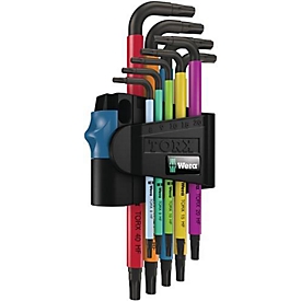 Set hoekschroevendraaiers 967 SL, 9-delig, T8-T40, met kleurcodering, met HF WERA