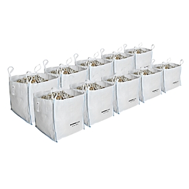 Set of 10 Schäfer Shop Genius container bag Big Bag, 1.5 t, open, 4 loops, W 900 x D 900 x H 900 mm, white
