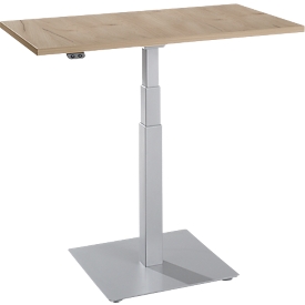 Set Up bijzettafel, elektrisch in hoogte verstelbaar, monopilaar, B 1000 x D 600 x H 635-1285 mm, wild eiken/blank aluminium