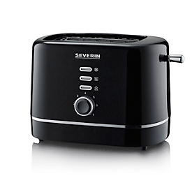 SEVERIN automatic toaster, 2 toasting compartments, 850 W, defrost &amp; reheat function, bread slice centering, bread roll attachment, W 280 x H 188 x D 182 mm, black