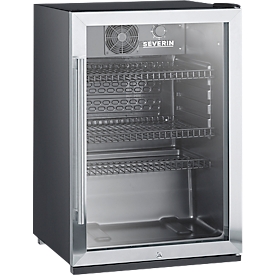 SEVERIN FKS 8840 flessenkoelkast, 118 l netto, geïntegreerd slot, LED-binnenverlichting, temperatuurregeling 0-7 (0-10 °C), B 545 x H 840 x D 540 mm, 42 dB, zwart/zilver, Made in Germany