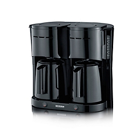 SEVERIN Kaffeemaschine Duo 2in1, 2 getrennte Heizsysteme, 2x bis 8 Tassen, Tropf‑Stopp, Wasserstandsanzeige, B 255 x T 395 x H 365 mm, 4,4 kg, Schwarz