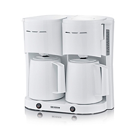 SEVERIN Kaffeemaschine Duo 2in1 KA 9314, 2 getrennte Heizsysteme, 2 Thermoskannen mit Durchbrühdeckel, Tropf‑Stopp, Abschaltautomatik, B 334 x H 345 x T 277 mm, Weiß
