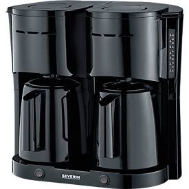 SEVERIN Machine à café Duo 2en1, 2 systèmes de chauffage séparés, 2x jusqu'à 8 tasses, stop-goutte, indicateur de niveau d'eau, L 255 x P 395 x H 365 mm, 4,4 kg, noir
