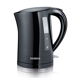SEVERIN Wasserkocher, 1,5 Liter, 2.200 Watt, 360° central-cordless, Anti-Kalk-Sieb, verdecktes Heizelement, Schwarz