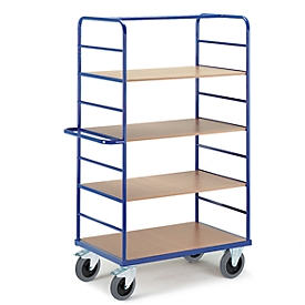 Shelf truck with 4 shelves, L 1000 x W 700 mm, bearing capacity 600 kg