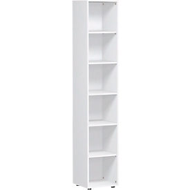 Shelving unit, 6 filing heights, 5 shelves, W 400 x D 400 x H 2160 mm, white