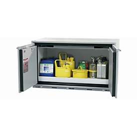 Sicherheits-Unterbauschrank Typ 90 asecos UB-T-90, Flügeltüren, Front Lichtgrau, B 1102 x T 574 x H 600 mm