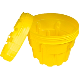 Sicherheitsfass, mit UN-Zulassung 1H2/X46/S + AA10183, mit Schraubdeckelverschluss, für 76 l, ineinander stapelbar, HDPE, gelb