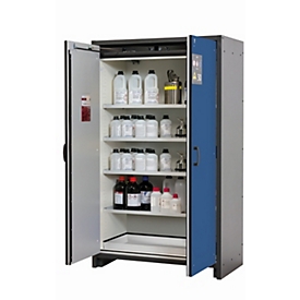 Sicherheitsschrank Typ 30 asecos Q-CLASSIC-30, Flügeltüren, Front Enzianblau, B 1164 x T 620 x H 1947 mm