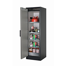 Sicherheitsschrank Typ 90 asecos Q-CLASSIC-90, Flügeltür, Anschlag links, Front asecos Silber, B 599 x T 615 x H 1953 mm