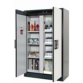 Sicherheitsschrank Typ 90 asecos Q-CLASSIC-90, Flügeltüren, Front Reinweiß, B 1193 x T 615 x H 1953 mm