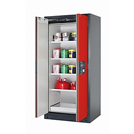 Sicherheitsschrank Typ 90 asecos Q-PEGASUS-90, Flügeltüren mit Schließ-Automatik, Einhandbedienung, Front Verkehrsrot, B 893 x T 615 x H 1953 mm