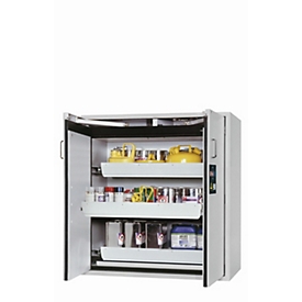 Sicherheitsschrank Typ 90 asecos S-CLASSIC-90, Flügeltüren mit Türfeststellanlage, Front Lichtgrau, B 1196 x T 616 x H 1298 mm