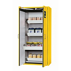 Sicherheitsschrank Typ 90 asecos S-CLASSIC-90, Flügeltüren mit Türfeststellanlage, Front Sicherheitsgelb, B 896 x T 616 x H 1968 mm