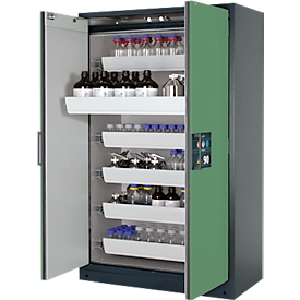 Sicherheitsschrank Typ 90, B 1200 mm, 6 Auszüge, resedagrün