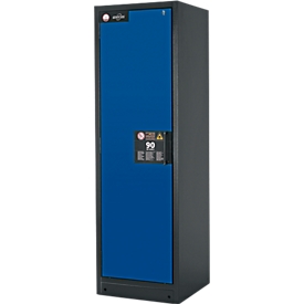 Sicherheitsschrank Typ 90, B 600 mm, Tür links, 6 Auszüge, enzianblau
