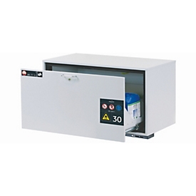 Sicherheitsunterbauschrank Typ 30 asecos UB-S-30, Schublade, Front Lichtgrau, B 1102 x T 574 x H 600 mm